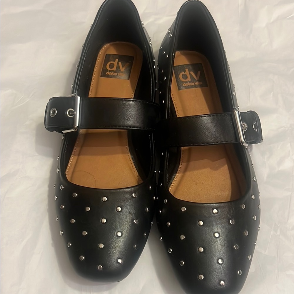 DV by Dolce Vita Black Studded flats with strap  Shoes